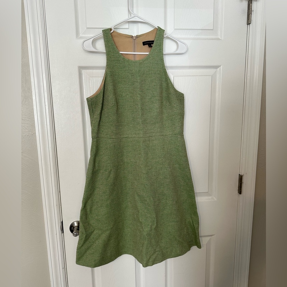 Banana Republic Green Textured Fit & Flare Dress Size 8